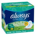Toallas Sanitarias Always Ultra Thin Diurnas, 88 Pack