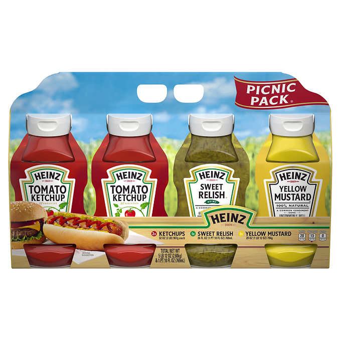 HEINZ PICNIC 4 PACK FRONT Salsas Picnic Ketchup, Mostaza, Relish 4 Pack / 769ml - Imagen 1
