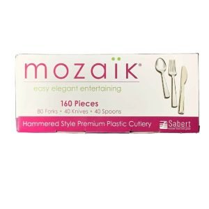 Cubiertos de Plástico Mozaik Martillado Estilo Premium / 160 Piezas - Imagen 3