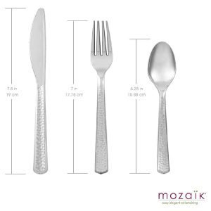 Cubiertos de Plástico Mozaik Martillado Estilo Premium / 160 Piezas - Imagen 2