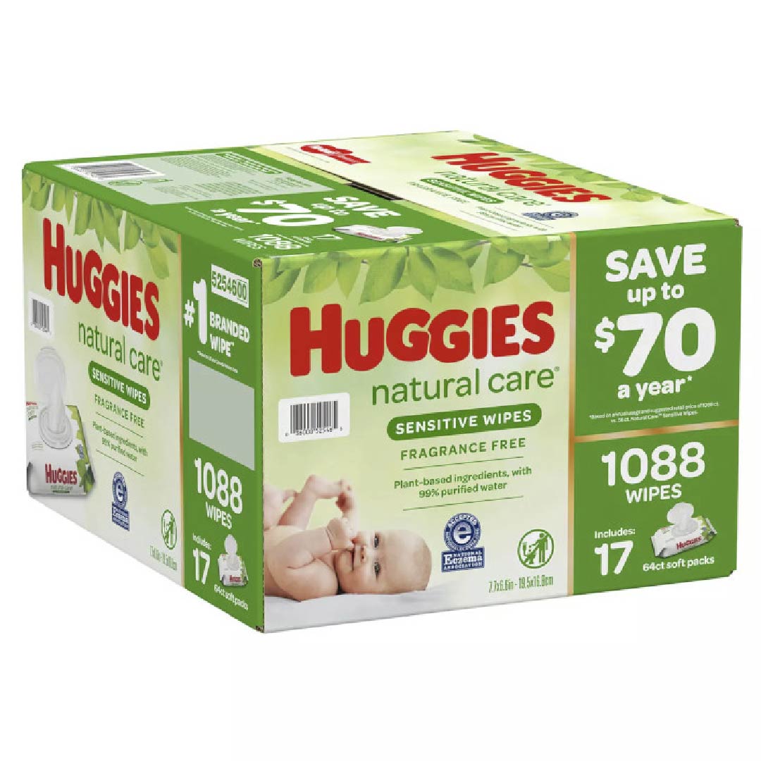 nuevo27o-03 Toallitas Húmedas Huggies Natural Care Con Aloe Vera & Vitamina E / 1088 Toallitas / 17 Pack - Imagen 1