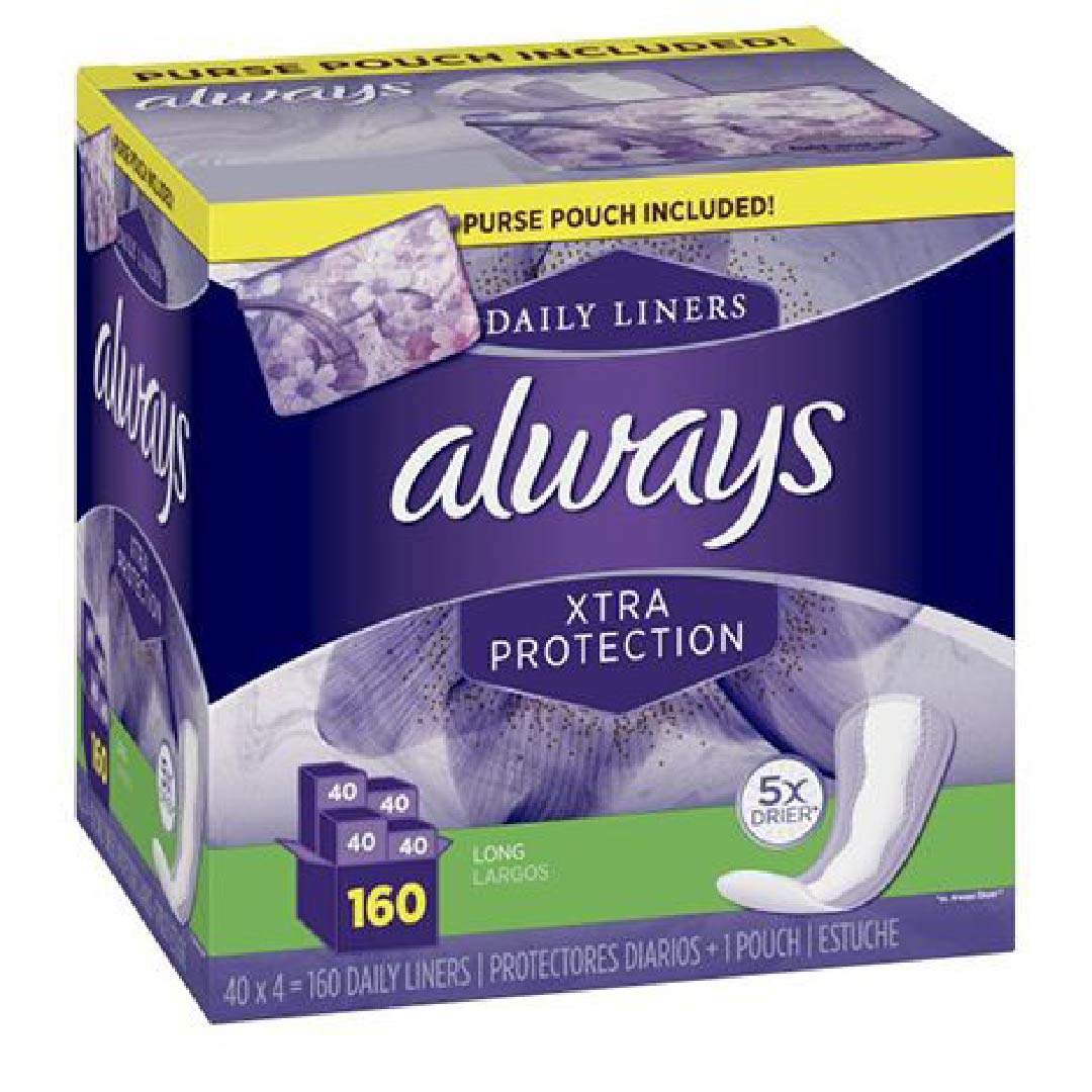 nuevooo3-03 Protectores Diarios Always Extra Protección, 160 Pack / Incluye Estuche - Imagen 1