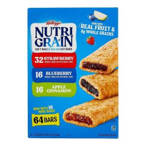 Barras Nutri-Grain | Fresa | Manzana Canela | Arándano, Kellogg's / 64 Pack / 37g / 2.36 Kg