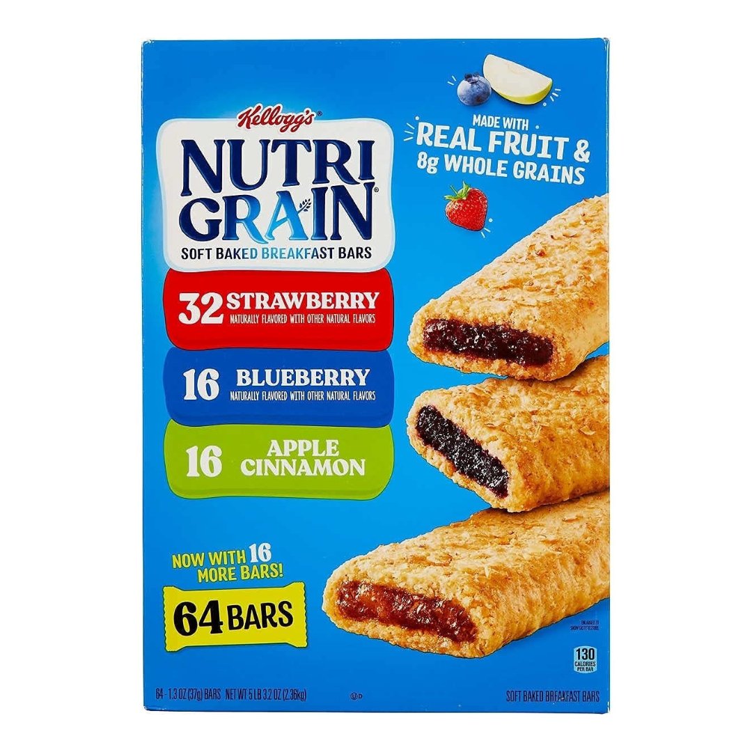 nutrigrain Barras Nutri-Grain | Fresa | Manzana Canela | Arándano, Kellogg's / 64 Pack / 37g / 2.36 Kg - Imagen 1
