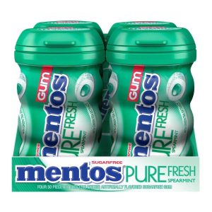 Goma De Chiclets Mentos Pure Fresh Spearmint Sin Azúcar, 4 Pack / 200 Total