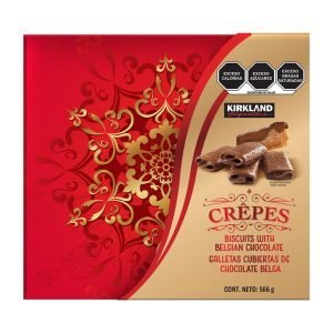 Crepes De Galletas Cubiertas De Chocolate Belga, Kirkland Signature / 566g Caja Color Rojo