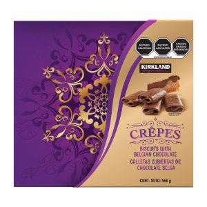 Crepes De Galletas Cubiertas De Chocolate Belga, Kirkland Signature / 566g Caja Color Morado