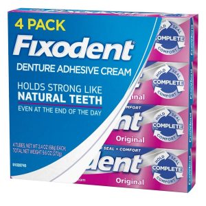 Crema Adhesiva Para Dentaduras Postizas, Fixodent Complete Original / 4 Pack / 62g