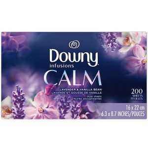 Hojas Suavizantes Para La Secadora Aroma Calm, Downy Infusions / 200 Pack