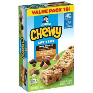 Barras De Granola Quaker Chewy Dipps Con Chispas De Chocolate Oscuro - Mantequilla De Maní y Chocolate - S´mores/ 18 Pack / 24g / 432g Total