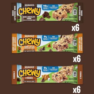 Barras De Granola Quaker Chewy Dipps Con Chispas De Chocolate Oscuro - Mantequilla De Maní y Chocolate - S´mores/ 18 Pack / 24g / 432g Total - Imagen 2