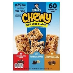Barras De Granola Chewy - Quaker 25% Menos Azúcar Sabores Variados / 60 Barras