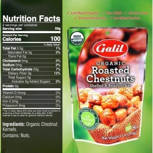 Galil Castañas Orgánicas Tostadas Con Sal Listas Para Comer / 6 Pack De 100gr - Imagen 3