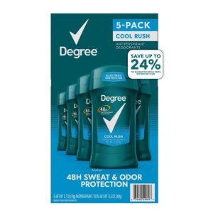 Desodorante Antitranspirante De Caballero Degree - Cool Rush 48H De Protección / 5 Pack / 76g