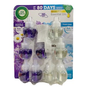 Aromatizante Eléctrico De Pared Air Wick - Lavanda & Manzanilla - Fresh Linen / 9 Pack / 1 Difusor De Enchufe / 225mL
