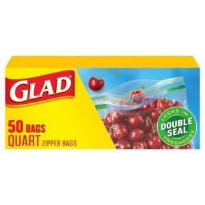 Glad Bolsas De Plástico Con Cierre Para Almacenamiento De Alimentos / 17.7 Cm X 19.6 Cm / 50 Pack