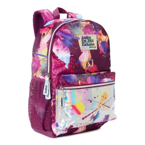 Bolso Escolar Para Portátil de 17" Con Salpicadura Multicolor Violeta Iridiscente - Justice - Imagen 4