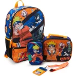 Bolso Escolar, Lonchera y Cartuchera Naruto Shippuden Squad 17" / 4 Piezas