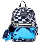 Bolso Escolar Para Portátil de 17″ – Justice Bloques Blanco y Negro