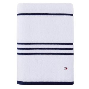 Toalla De Baño De Algodón - Diseño De Rayas Americanas Azul Marino - Tommy Hilfiger / 76.20 cm x 1.37 mt