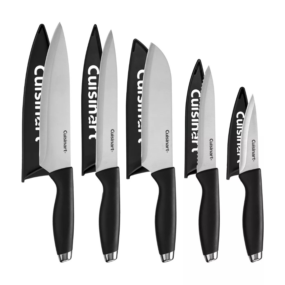 086279178923 Cuchillos Cuisinart De Acero Inoxidable Con Protectores De Cuchillas / 10 Pcs Color Negro - Imagen 1