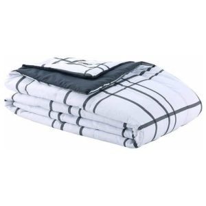 Edredón Alternativo De Plumón - Reversible Tamaño King (289cm X 254cm) / Berkshire Life / Gris Oscuro Con Rayas