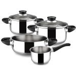 Juego De Ollas Batería Acero Inoxidable - Magefesa Mod. Practika / 7 Piezas