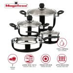 Juego De Ollas Batería Acero Inoxidable - Magefesa Mod. Deliss / 7 Piezas