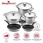Juego De Ollas Bateria Acero Inoxidable - Magefesa Family 9 / 9 Piezas