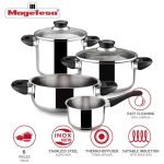 Juego De Ollas Bateria Acero Inoxidable - Magefesa Mod. Royal / 6 Piezas