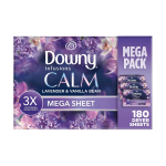 Downy CALM Hojas Suavizantes Para Secadora Lavanda y Vainilla (3 Pack-180 Hojas)