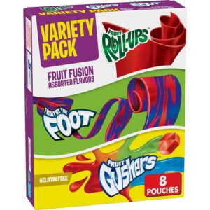 General Mills Fruit Gushers  / Foot / Roll ups / Variado de aperitivos de frutas  / 8 unidades