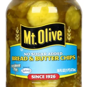 Mt. Olive Chips de pan y mantequilla, sin azúcar añadido / 473Gr.