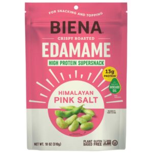 Biena EdaMame Con Sal Rosa Del Himalaya Aperitivo Crujiente De Proteínas A Base De Plantas, Hecho Con Aceite De Aguacate / 510Gr.